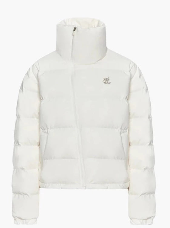WIDE COLLAR GOOSE DOWN OUTER JACKET-WHITE