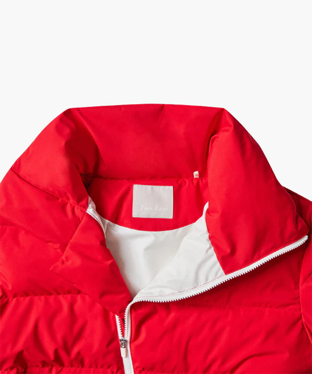 WIDE COLLAR GOOSE DOWN OUTER JACKET-RED