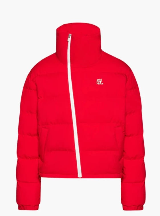 WIDE COLLAR GOOSE DOWN OUTER JACKET RED AUGUST REIGN