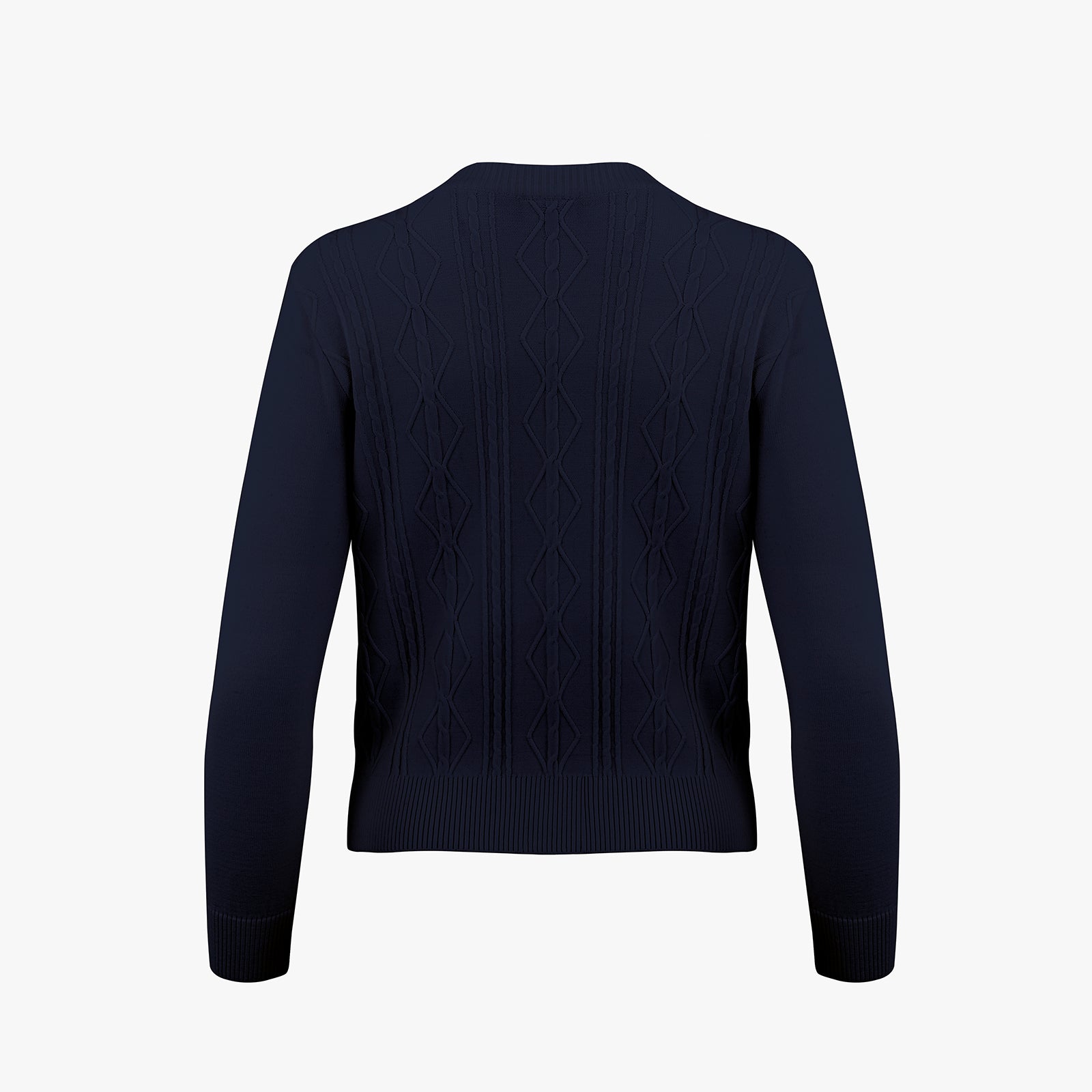 CABLE POCKET ROUND NECK CARDIGAN-NAVY