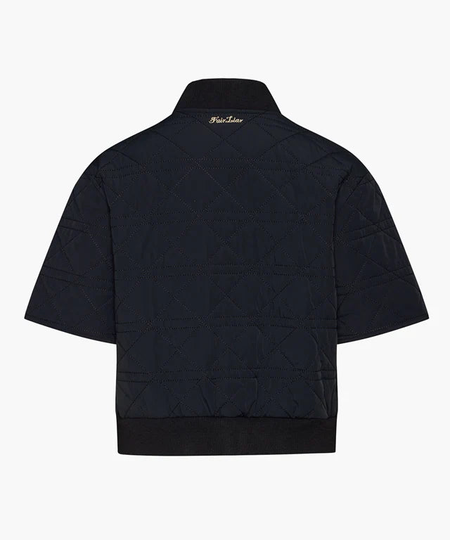 QUILTED PADDING HALF-SLEEVE OUTER JACKET-BLACK