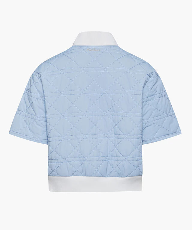 QUILTED PADDING HALF-SLEEVE OUTER JACKET-BLUE