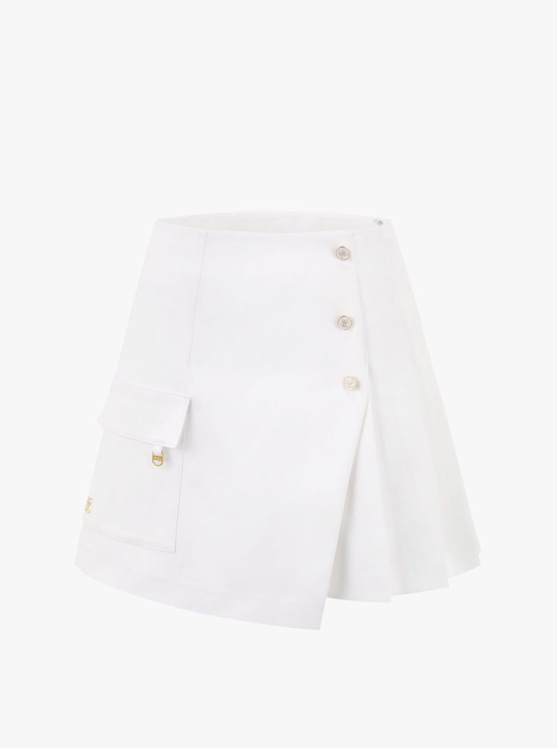 PLEATS MIX A-LINE SKIRT-WHITE FF2SK05FWH