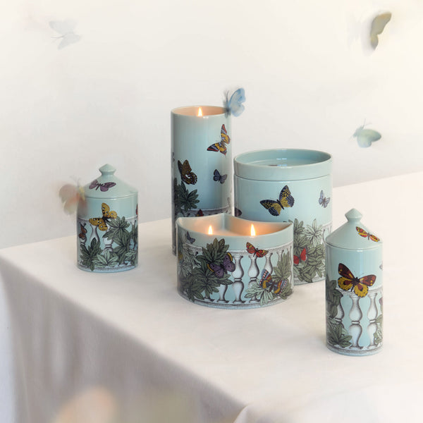 NEL MENTRE Set of three scented Candles - Farfalle e balaustra Décor - Giardino Segreto Fragrance