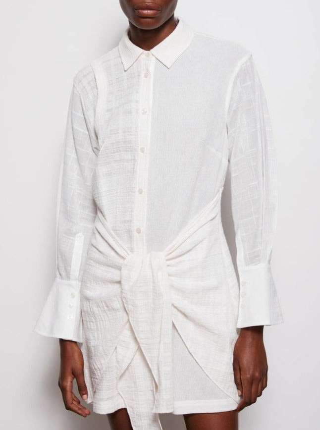 WHITE PATCHWORK SHIRT DRESS