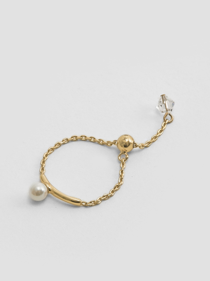 GOLD SMALL PEARL CHAIN RING