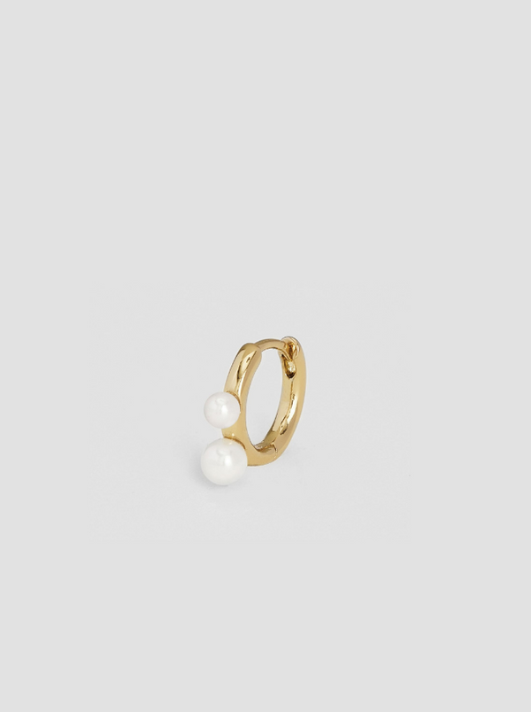 GOLD CIRCLE EARING WITH PEARL -SINGLE