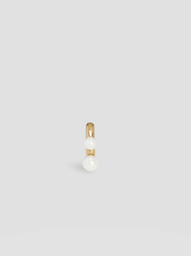 GOLD CIRCLE EARING WITH PEARL -SINGLE
