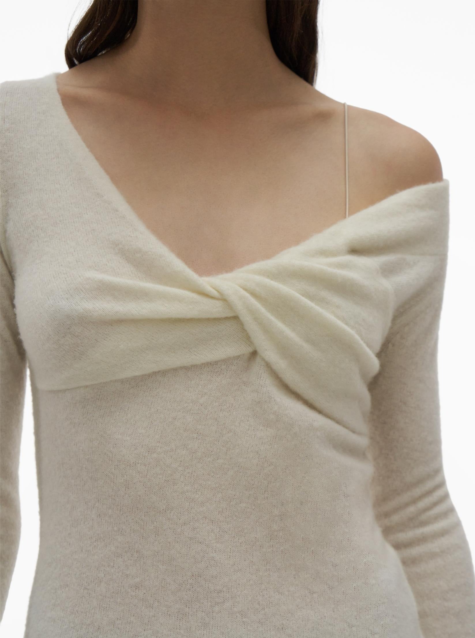 IVORY OFF THE SHOULDER SWEATER