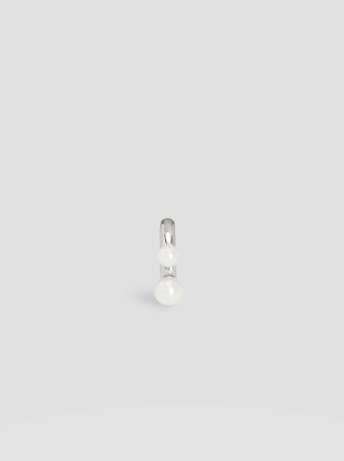 SILVER CIRCLE EARING WITH PEARL -SINGLE