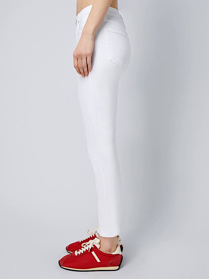 WHITE HIGH RISE ANKLE CROP STRETCH JEANS