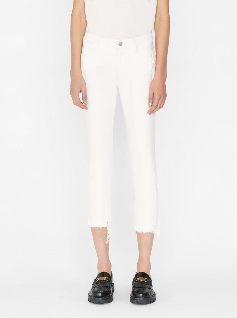 WHITE LE HIGH STRAIGHT COATED JEANS