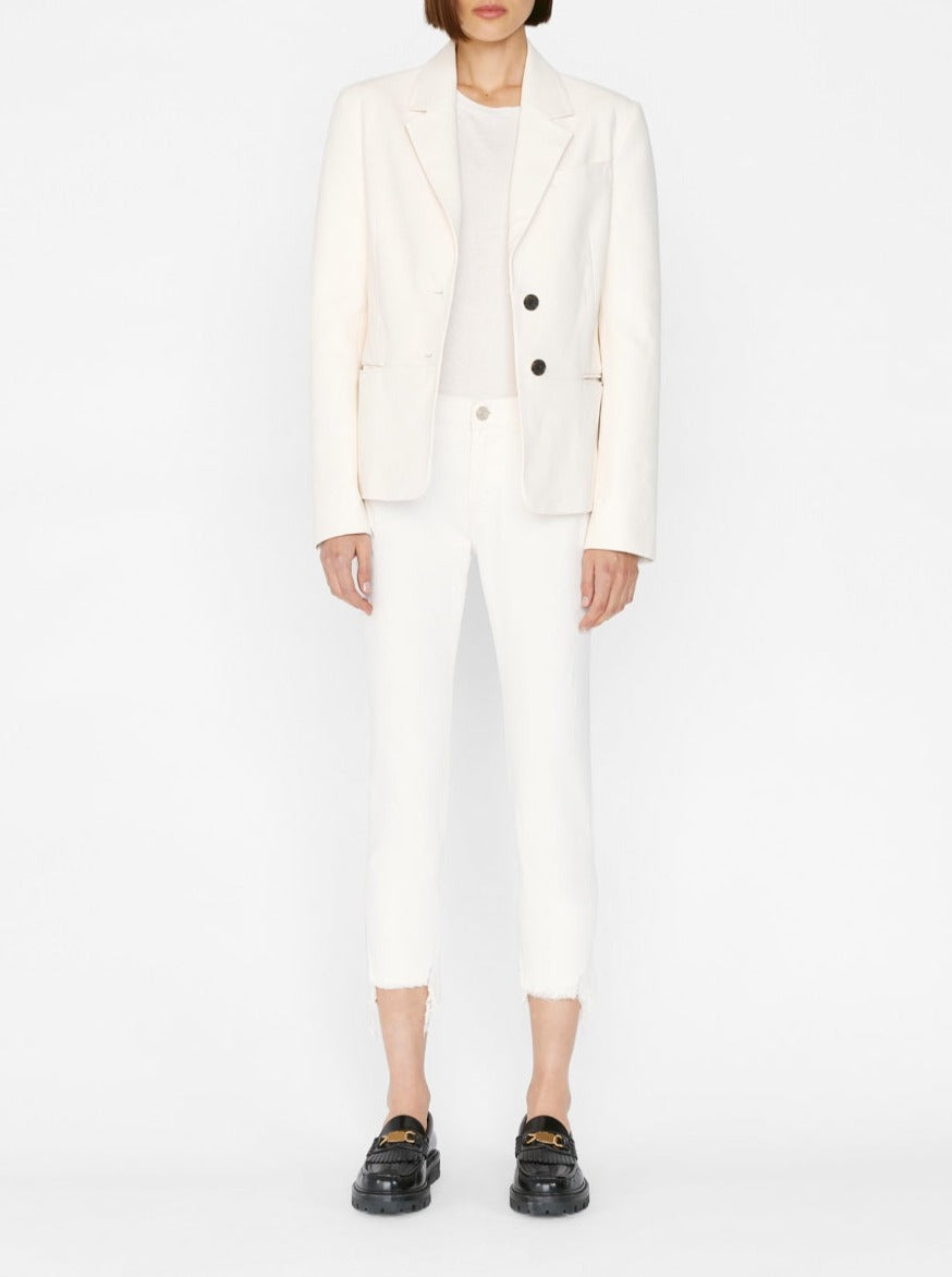 WHITE LE HIGH STRAIGHT COATED JEANS