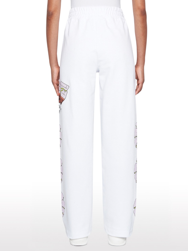 WHITE FLOWER COLLAGE PANTS