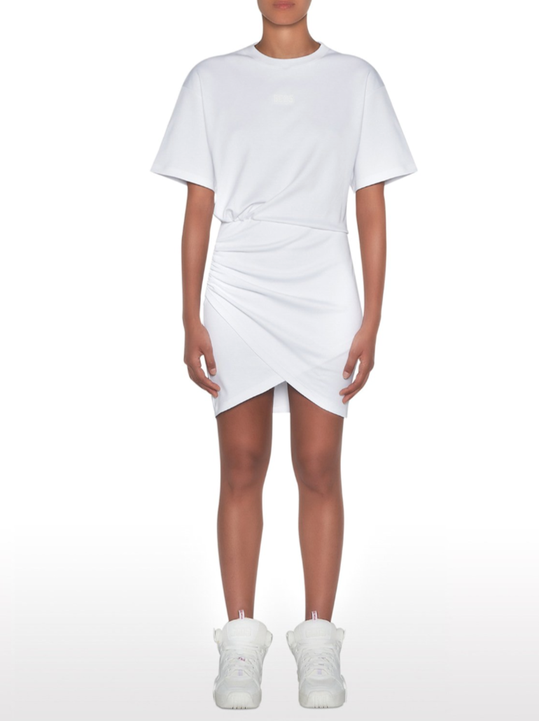 WHITE FRUIT WRAPPED DRESS