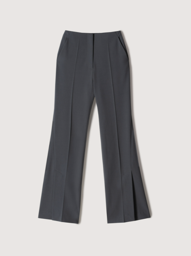 TULIP GREY FLUTED PANTS WITH SLIT