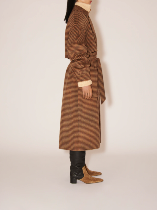 ARA RUSTED GREY CHECKED WOOL AND SILK-BLEND TRENCH COAT