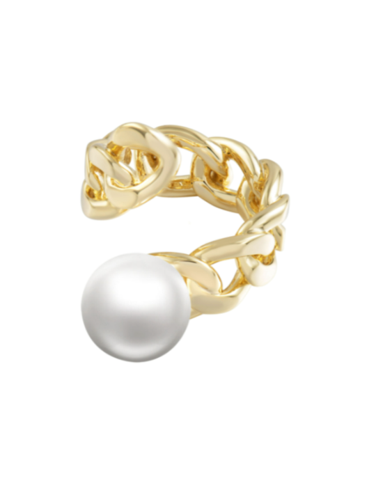 GOLD PEARL AND CHAIN RING