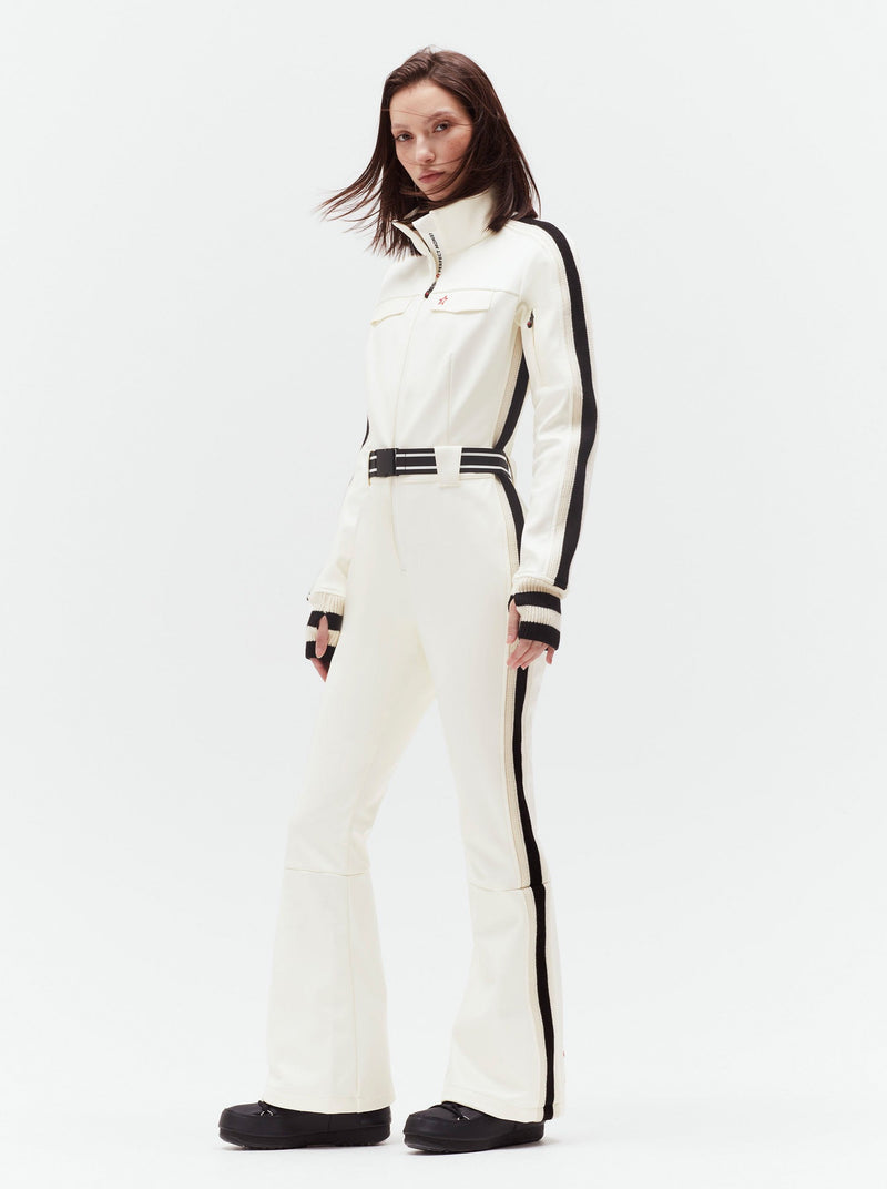 WHITE FAUX LEATHER CRYSTAL SOFT SHELL SKI SUIT