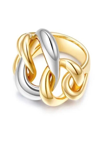 GOLD/SILVER DOUBLE CROSS RING