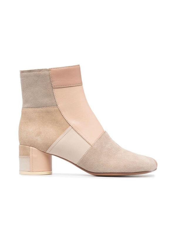 NUDE PANELLED ANKLE BOOTS
