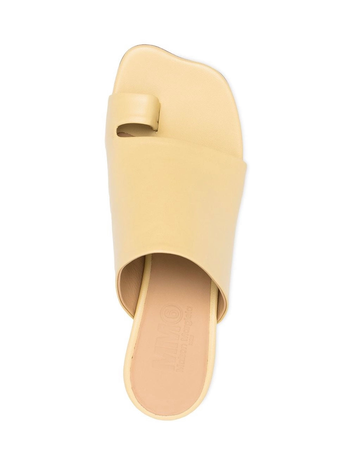 YELLOW LEATHER THONG SANDALS